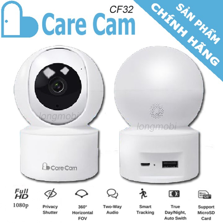 Camera wifi 360 độ Care Cam YH200 2.0 Mpx full HD1080 chuẩn nén H265+ đàm thoại 2 chiều, kết nối Smart Home kèm thẻ nhớ | BigBuy360 - bigbuy360.vn