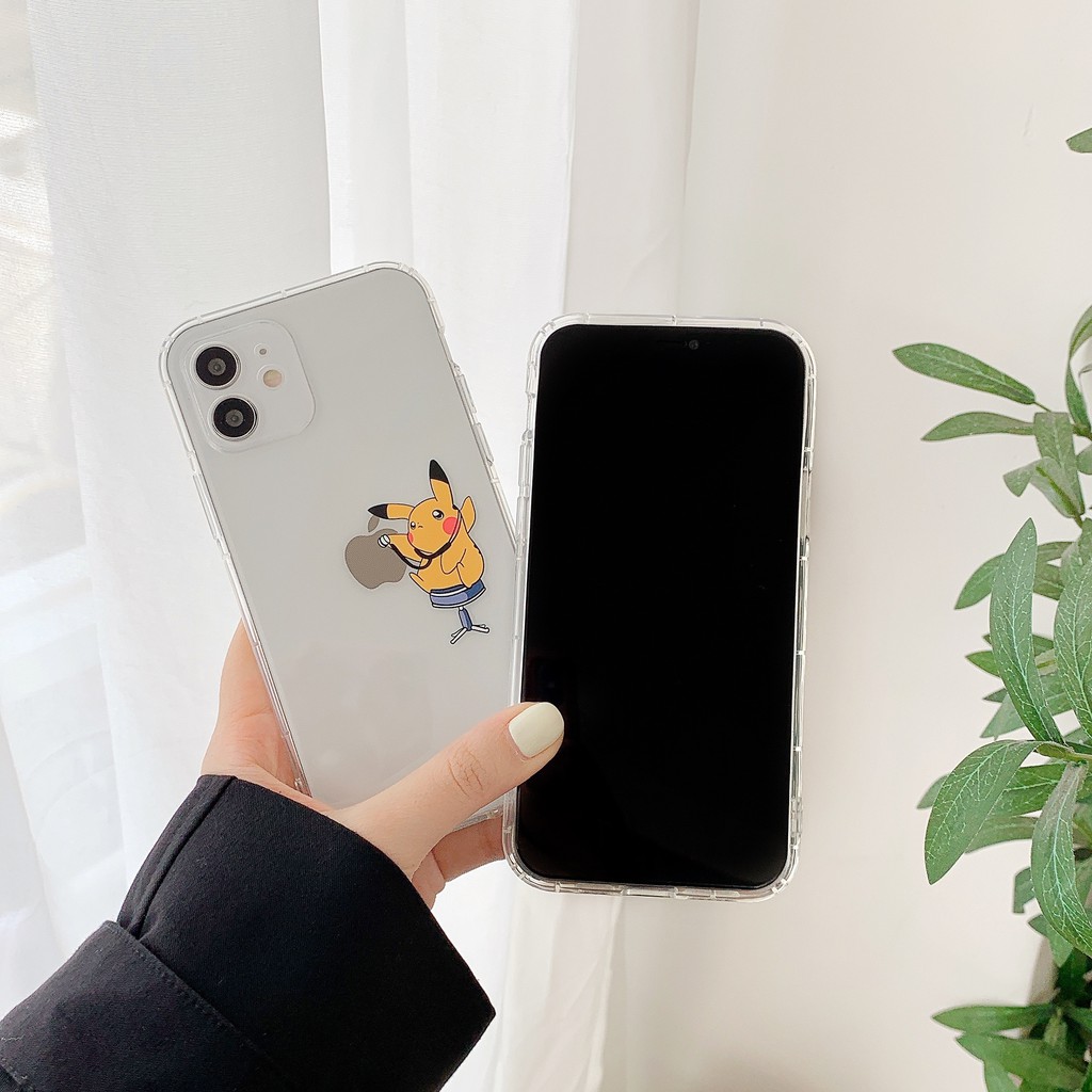 Cặp đôi hoạt hình Pikachu ứng dụng cho điện thoại di động Vỏ mềm trong suốt iPhone 12mini 12 Pro Max 11 Pro Max SE 2020 X XS XSMAX XR 6 6s 7 8  Plus 6+ 7+ 8+