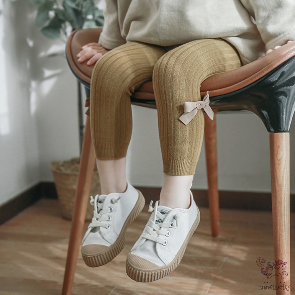 Quần legging đính nơ thời trang mùa thu phong cách Hàn Quốc dành cho bé gái