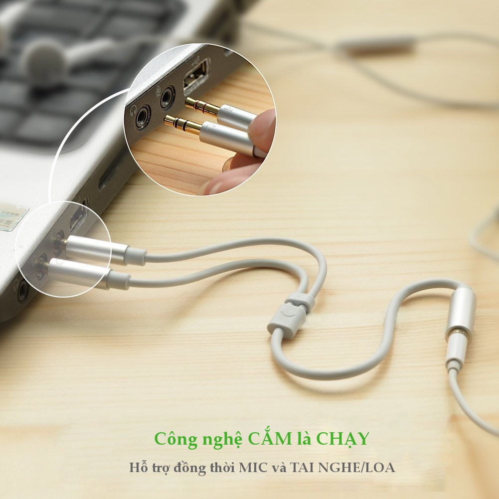 Cáp Audio 3.5mm ra 2 jack 3.5mm 1 loa 1 Mic Ugreen 10790 cao cấp [Free ship]