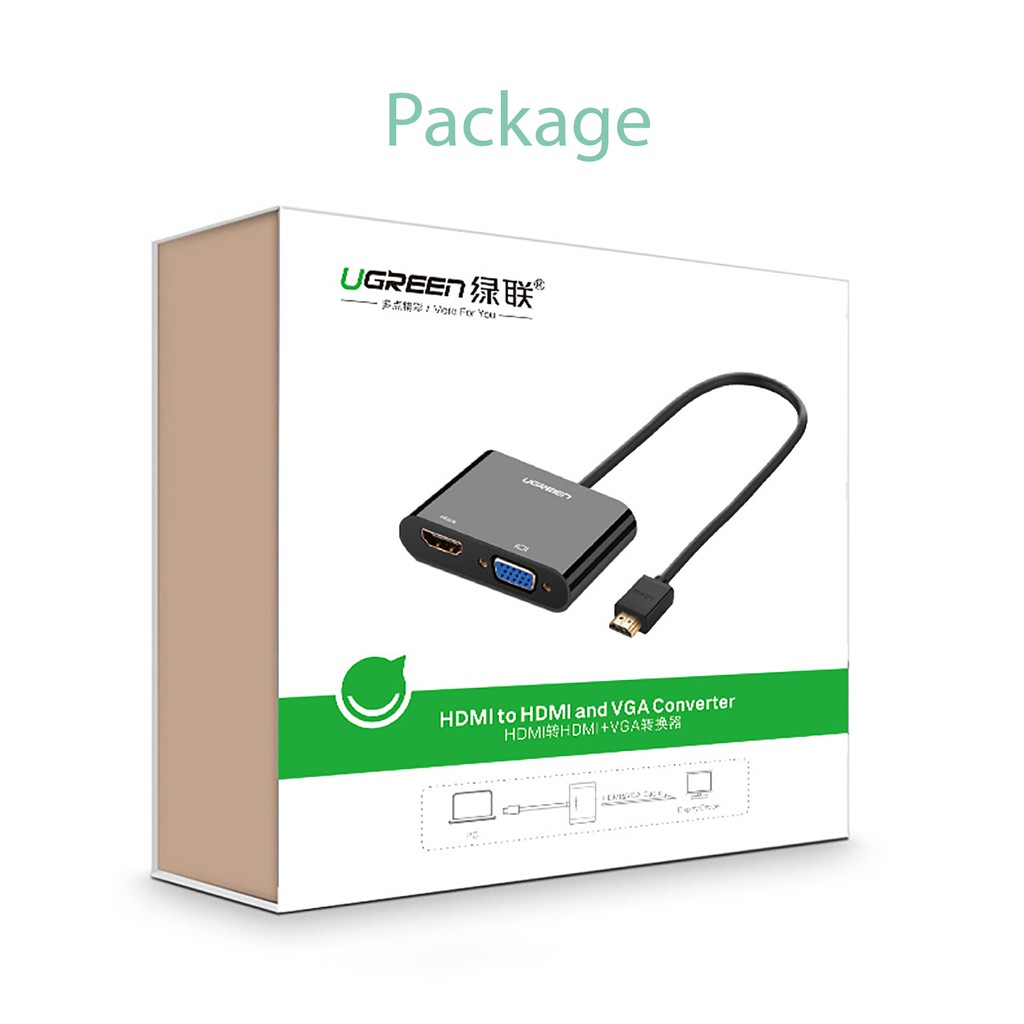 Bộ Chuyển HDMI ra HDMI và VGA Hỗ Trợ Audio 3.5mm Cao Cấp UGREEN 40744