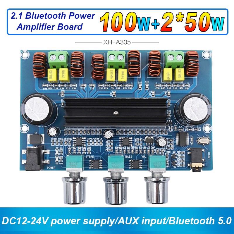 Bo mạch khuếch đại âm thanh kỹ thuật số XH-A305 kết nối Bluetooth 5.0 TPA3116D2 50Wx2 + 100W chuyên dụng