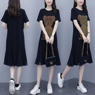 Đầm đuôi cá màu đen big size hình gấu kim sa size 65-100kg