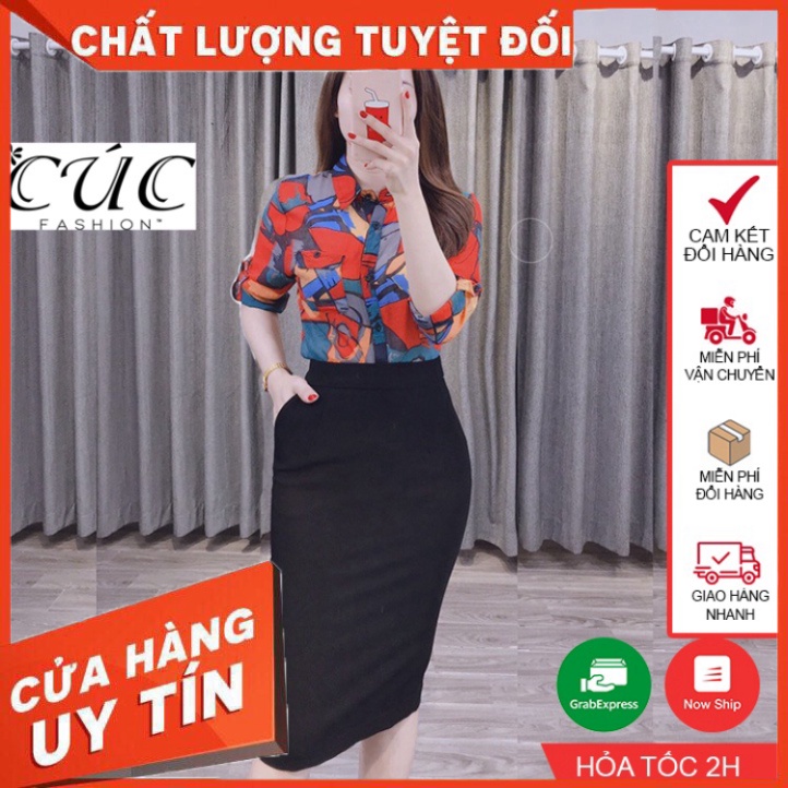 Chân váy nữ công sở cao cấp dáng dài Cúc Fashion CV001 chân váy bút chì túi đẹp - Hàng nhập khẩu