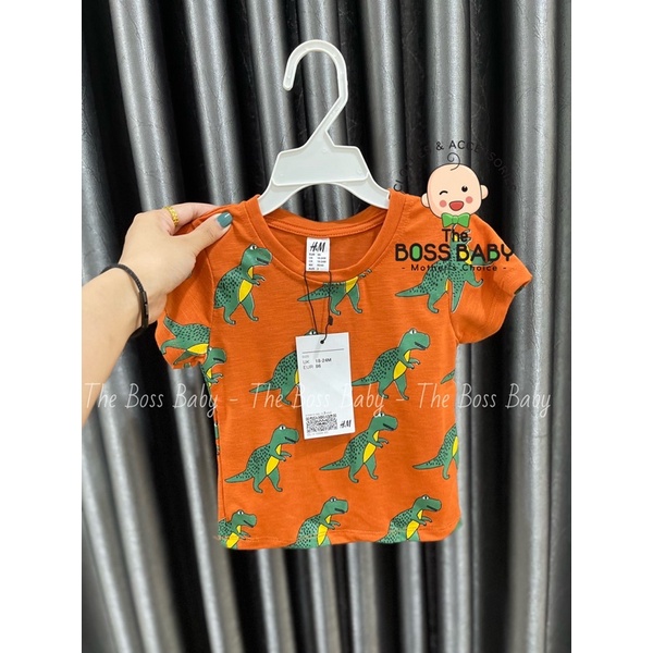 Set 3 áo cộc tay hè bé trai vải cotton hoạ tiết khủng long màu sắc The Boss Baby