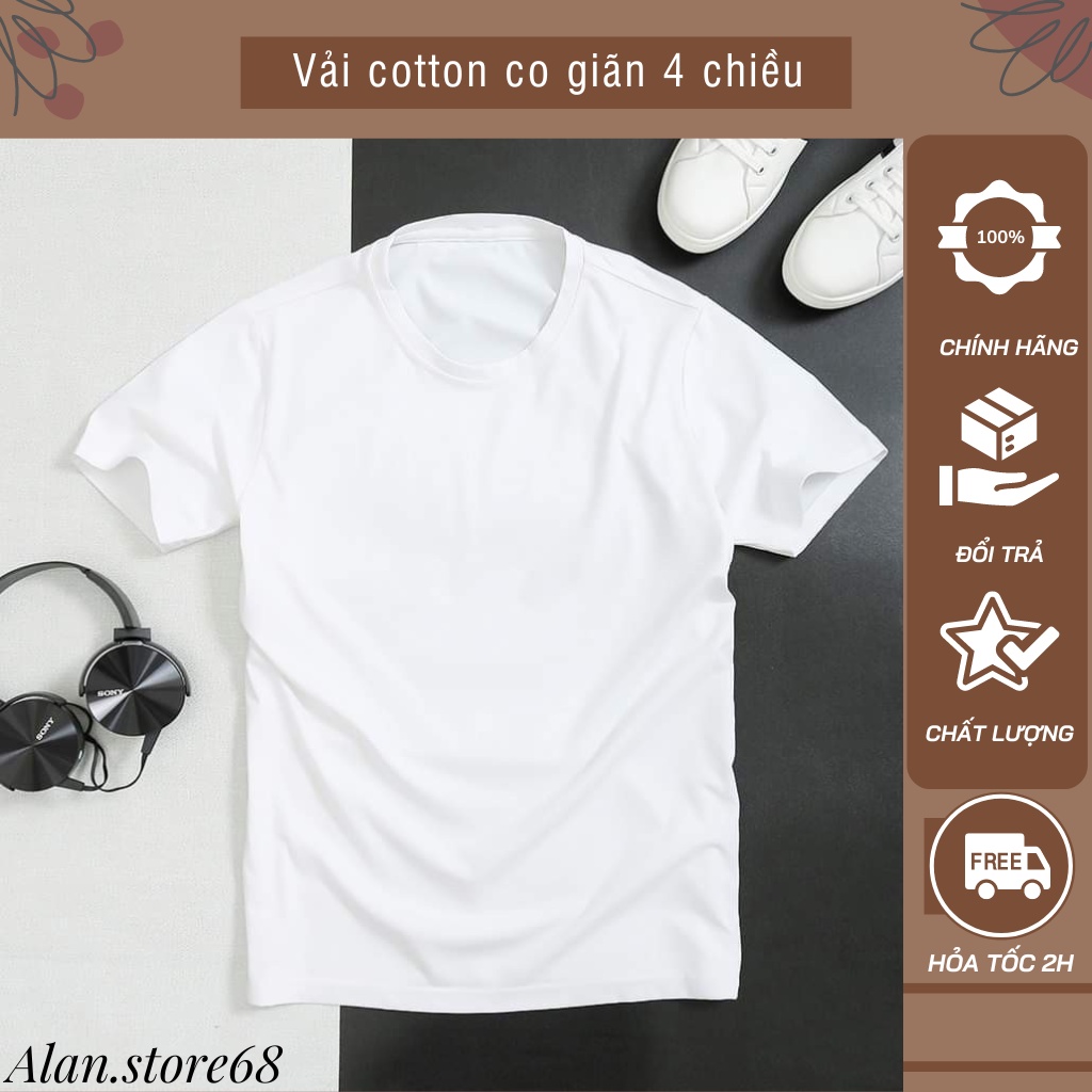 Áo thun nam chất liệu cotton co giãn 4 chiều Alan Store, áo phông nam cổ tròn