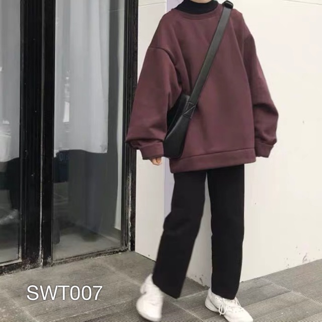 Áo sweater trơn nâu dành cho nam và nữ VN CLO - SWT007