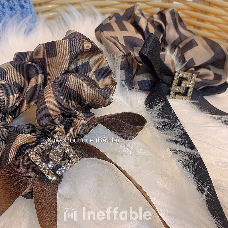 Dây Buộc Tóc Nữ Gắn Đá Chữ FF Thương Hiệu Cao Cấp