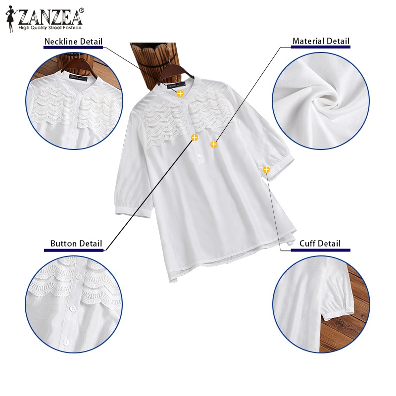 Zanzea Áo Tay Lửng Phối Ren Thời Trang Dành Cho Nữ