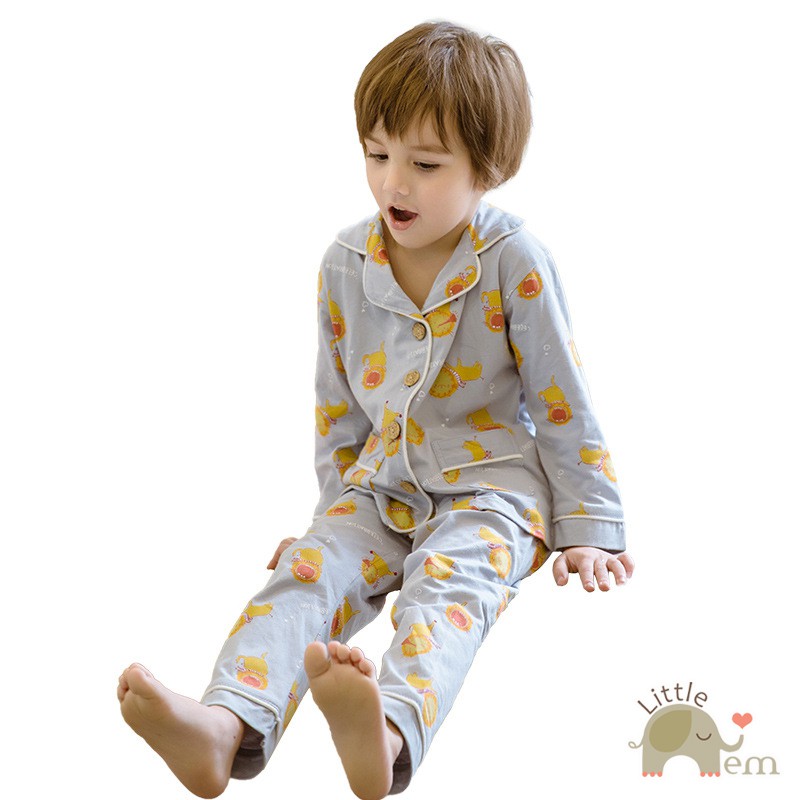 Bộ đồ bé trai dài tay Cotton _ Pijama Sư tử