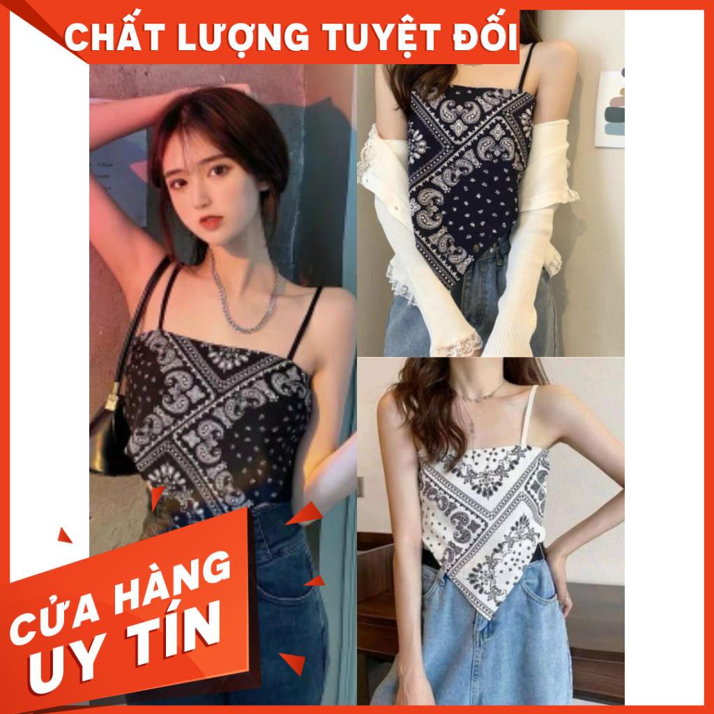 Áo 2 Dây Nữ Thổ Cẩm Họa Tiết ,Yếm Nữ Họa Tiết In Chất Borip 2 Màu B004
