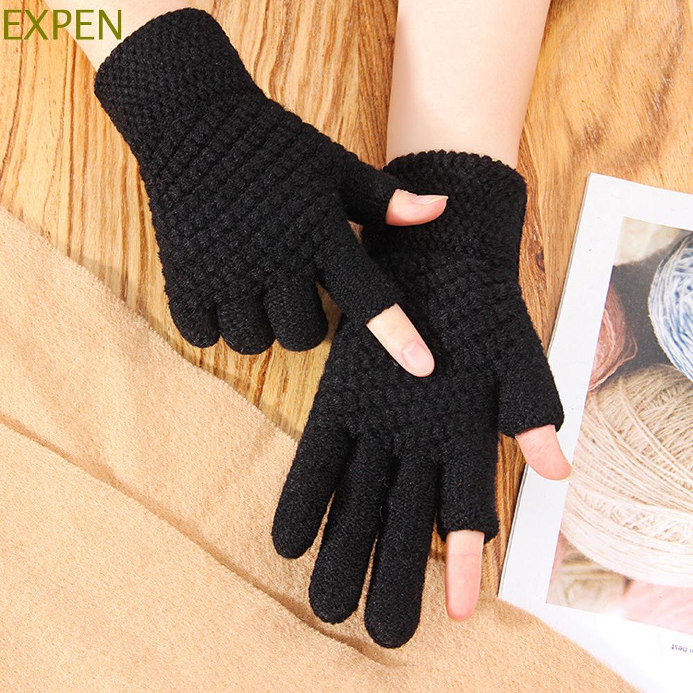 Găng tay len hở ngón giữ ấm khi lái xe thời trang