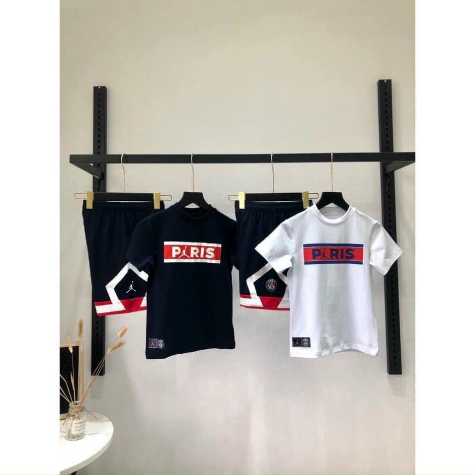 Đồ bộ bé trai bộ Paris áo cotton quần da cá mềm mịn thấm hút tốt