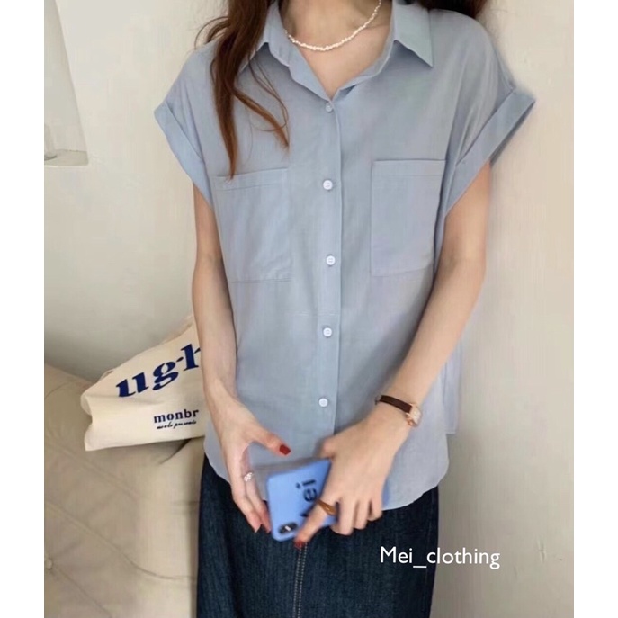 [Ảnh thật/video] Áo sơmi SÁT NÁCH 2 túi ngực chất voan trượt thanh lịch A30