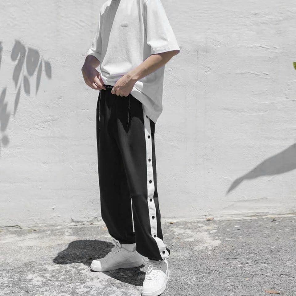 Quần dài Buttons Pants, JACKLANE , Quần dáng rộng Unisex Jack Lane ống xuông cạp chun phong cách Hàn