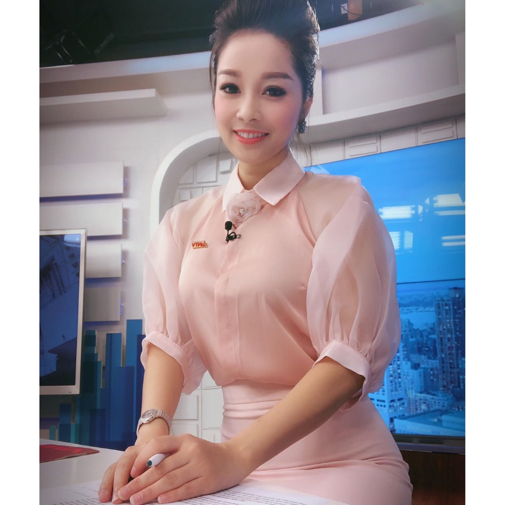 Áo tay bồng hồng nhạt💖Voan lụa💖 Áo dự tiệc sang chảnh (không kèm hoa) | BigBuy360 - bigbuy360.vn