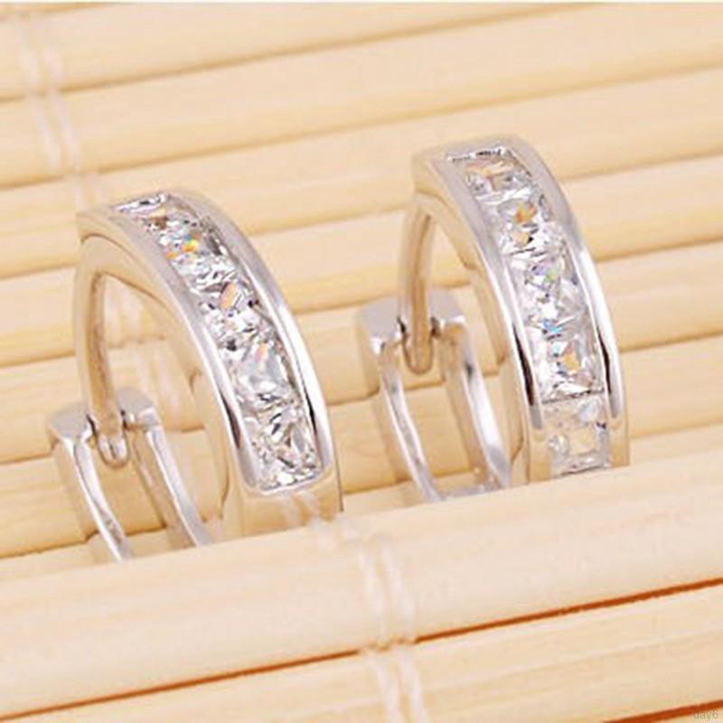 Bông tai mạ bạc mặt hoa có đính đá lấp lánh