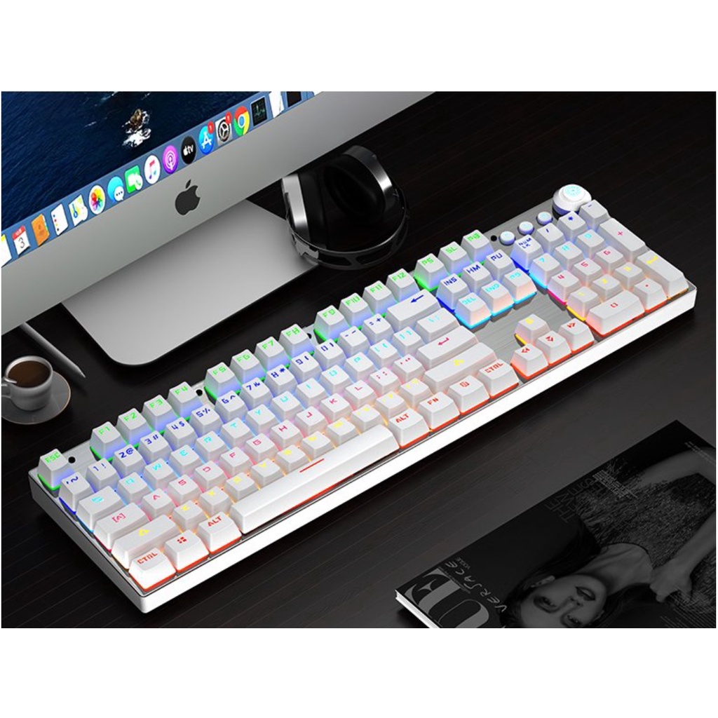 Bàn phím cơ Gaming Leaven K990 - LED RGB Rainbow - chống nước - chống bụi - Blue Switch