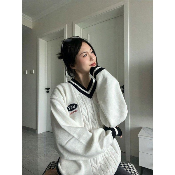 Áo Len Nữ Dài Tay Cổ Chữ V Thời Trang Hàn