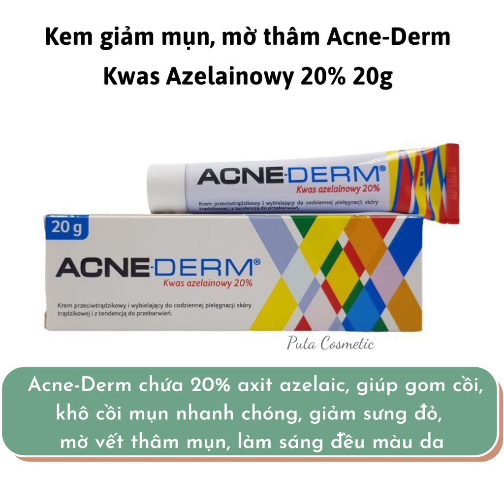 Acne Derm Azelaic 20% Kem giảm mụn, mờ thâm 20g