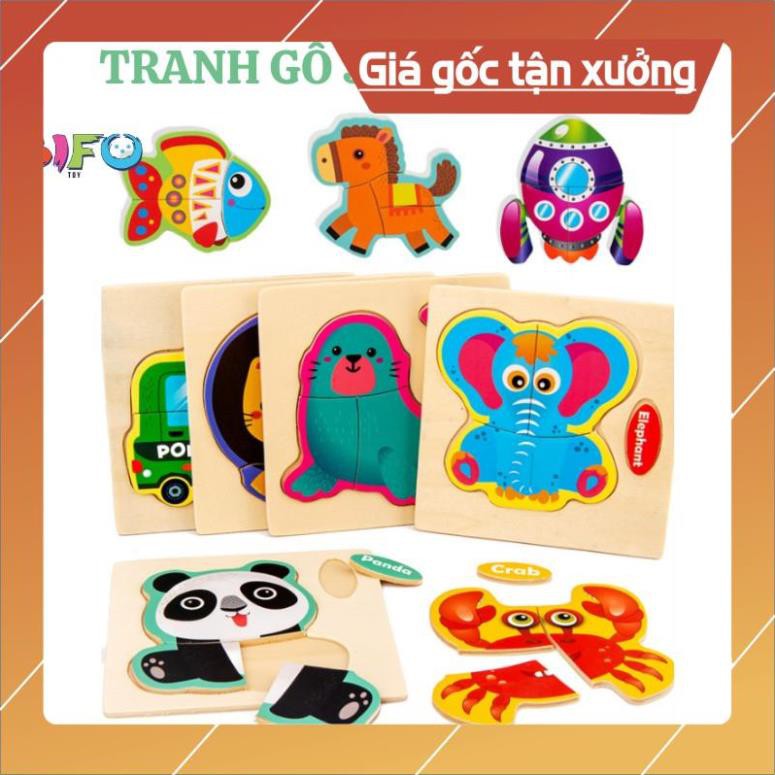 [Giá rẻ] Tranh ghép hình 3D bằng gỗ cho bé vui học tiếng Anh kích thước 10.3 cm x 10.3 cm