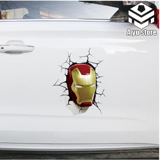 Đề Can 3d Hình Iron Man Dán Trang Trí Xe Ô Tô