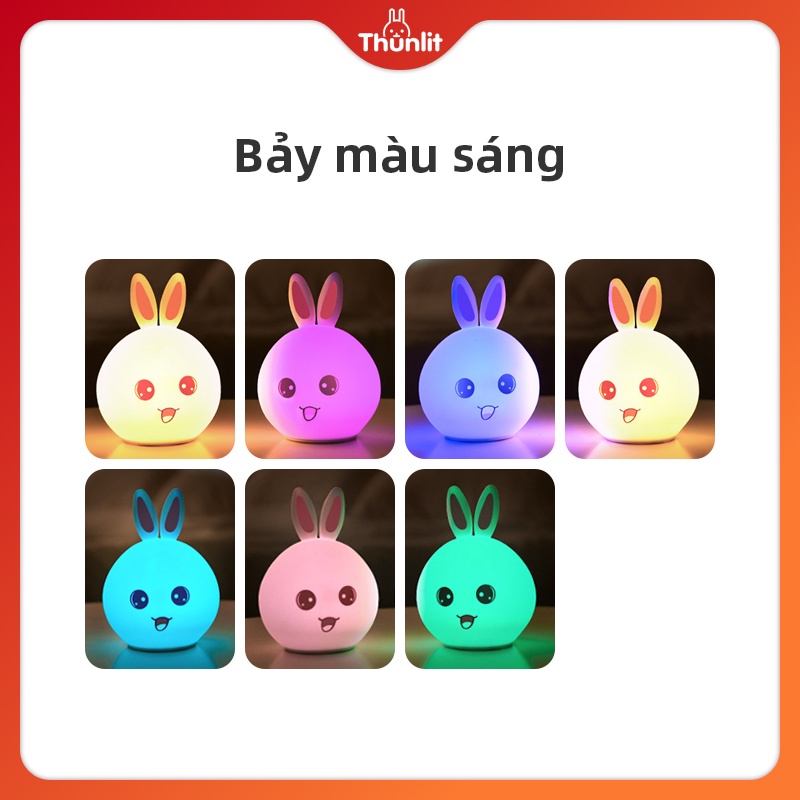 Đèn ngủ Thunlit hình thỏ có 3 pin nhiều màu sắc