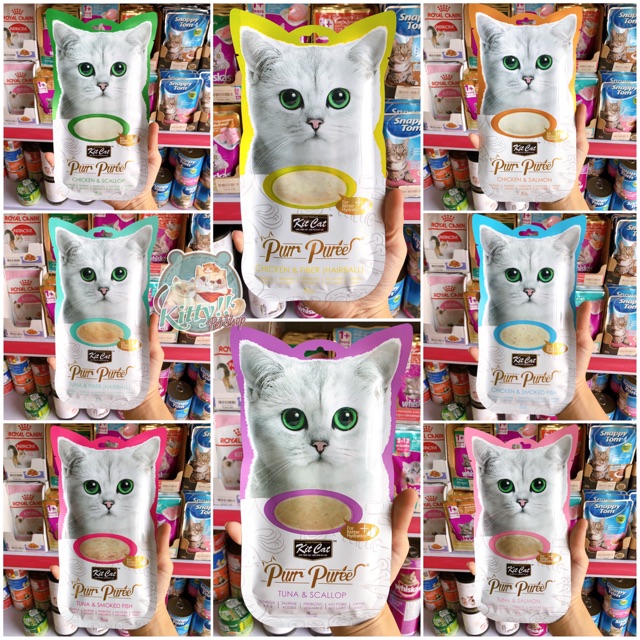 Kit Cat Purr Puree  Thức ăn súp thưởng thơm ngon, nhiều vị dành cho mèo, sốt thưởng cho mèo - Kitty Pet Shop BMT