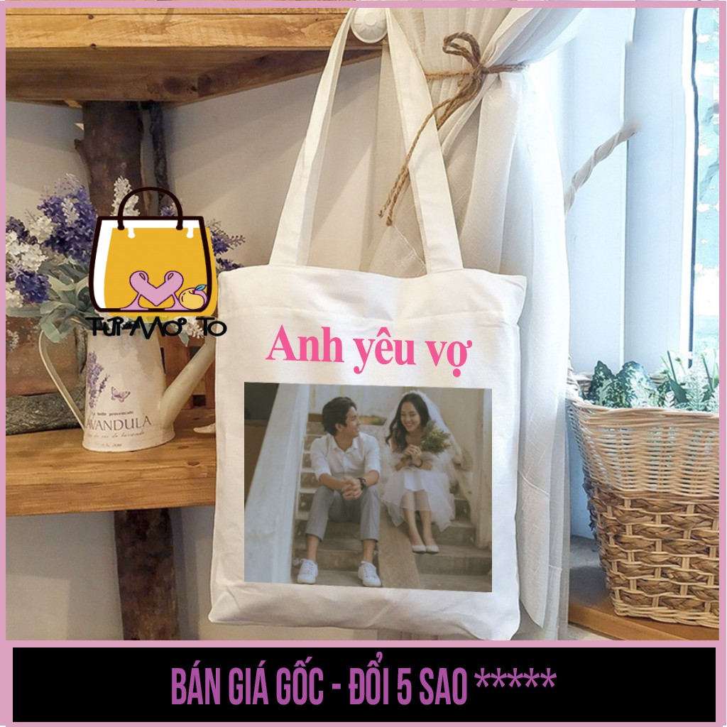 Túi tote VUÔNG THEO YÊU CẦU - Túi canvas - Túi Vải có khóa kéo - Túi Mơ To store