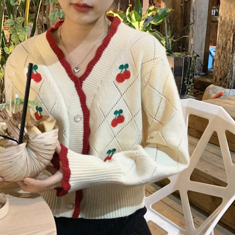 SUXI Áo Khoác Sweater Dáng Rộng Kiểu Vintage Hàn Quốc Thời Trang Xuân Thu Cho Nữ