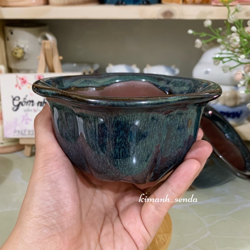 chậu gốm hoả biến hoa oval mini ( vui lòng đọc kỹ mô tả)