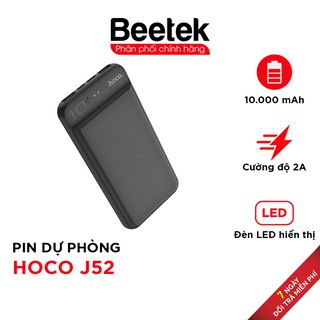 Pin sạc dự phòng Hoco j52 Dung lượng 10.000 mAh / Có 2 cổng ra USB có đèn LED hiện thị pin