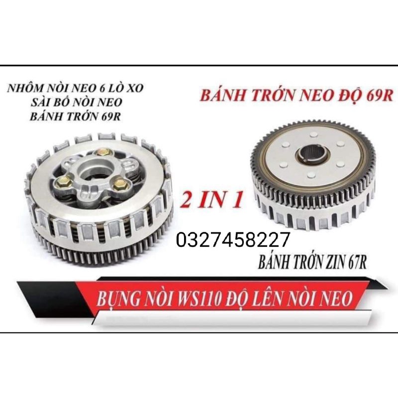 Nhông nồi côn độ 6 lò xo xe WAVE S110, RSX, Blade, A110....