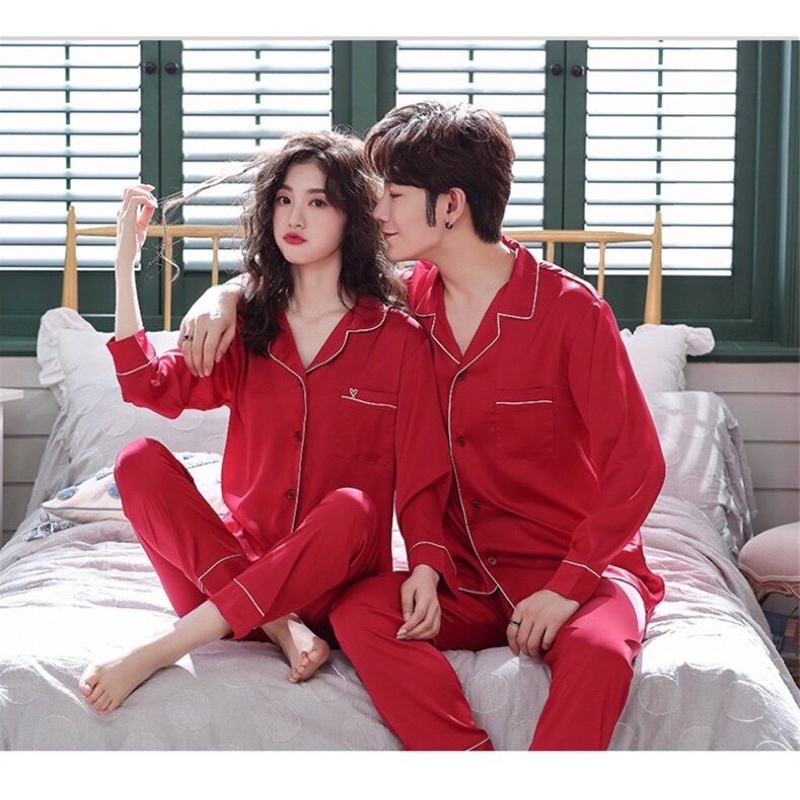NG9315 - Bộ pyjama nam/nữ dài tay chất lụa hàng nhập