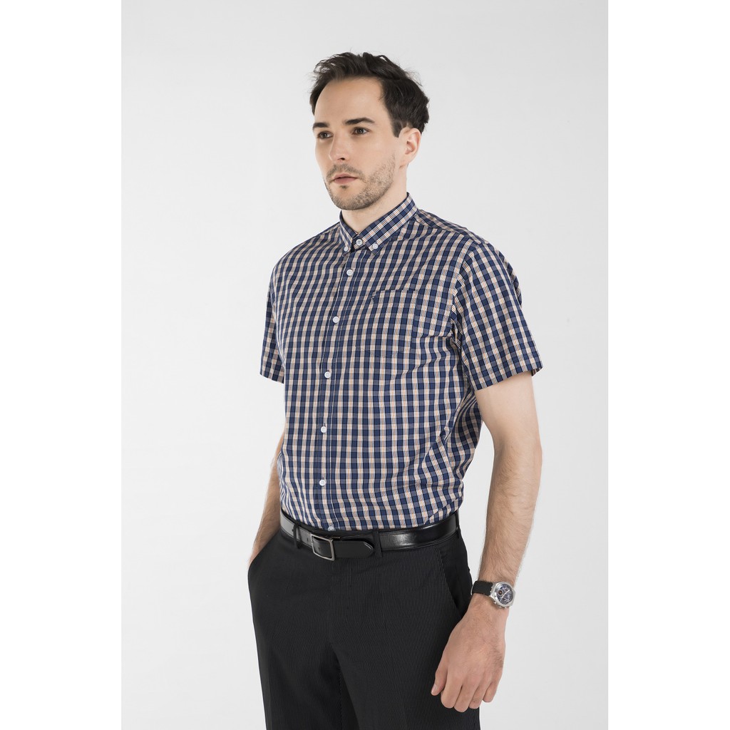 Áo sơ mi nam DARNELL, áo tay ngắn kẻ caro chất cotton cao cấp bền đẹp DN0041 | BigBuy360 - bigbuy360.vn