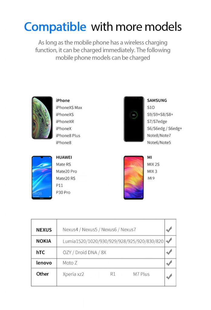Đế Sạc Nhanh Không Dây Công Nghệ Qi 10w Cho Iphone X Xs Max Xr 8 Plus Samsung S9 S10 + Note 9 8 Em