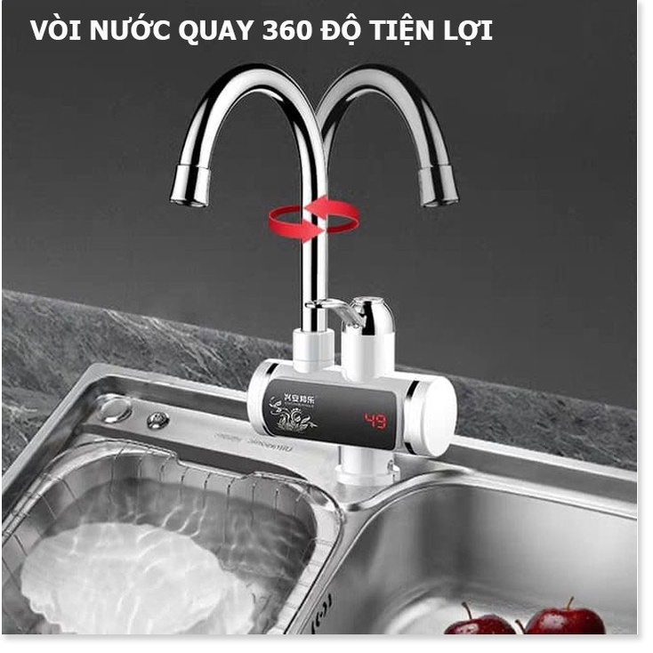 Vòi Nóng Lạnh LavaboChống giậtlàm nóng trực tiếp tại vòi, tiết kiệm điện và nước, có Rơ-le chống giật an toàn.