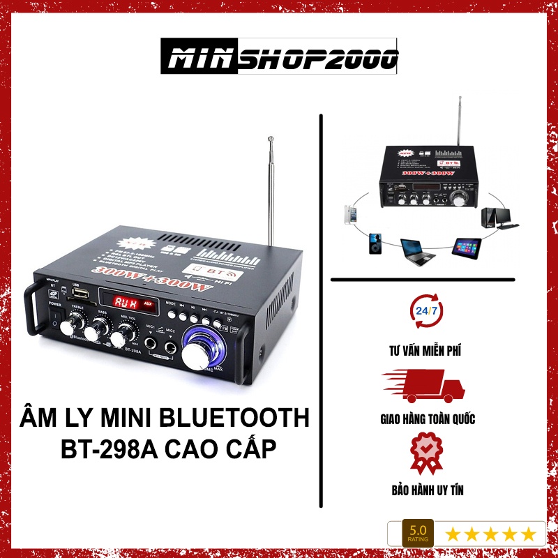 Amly karaoke, Amly Mini Bluetooth BT-298A phiên bản cao cấp, chức năng đa dạng, chống rú, rít - Bảo Hành Uy Tín