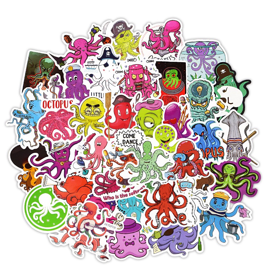Sticker / Hình dán Bạch tuộc (Combo 10-50 sticker , random)