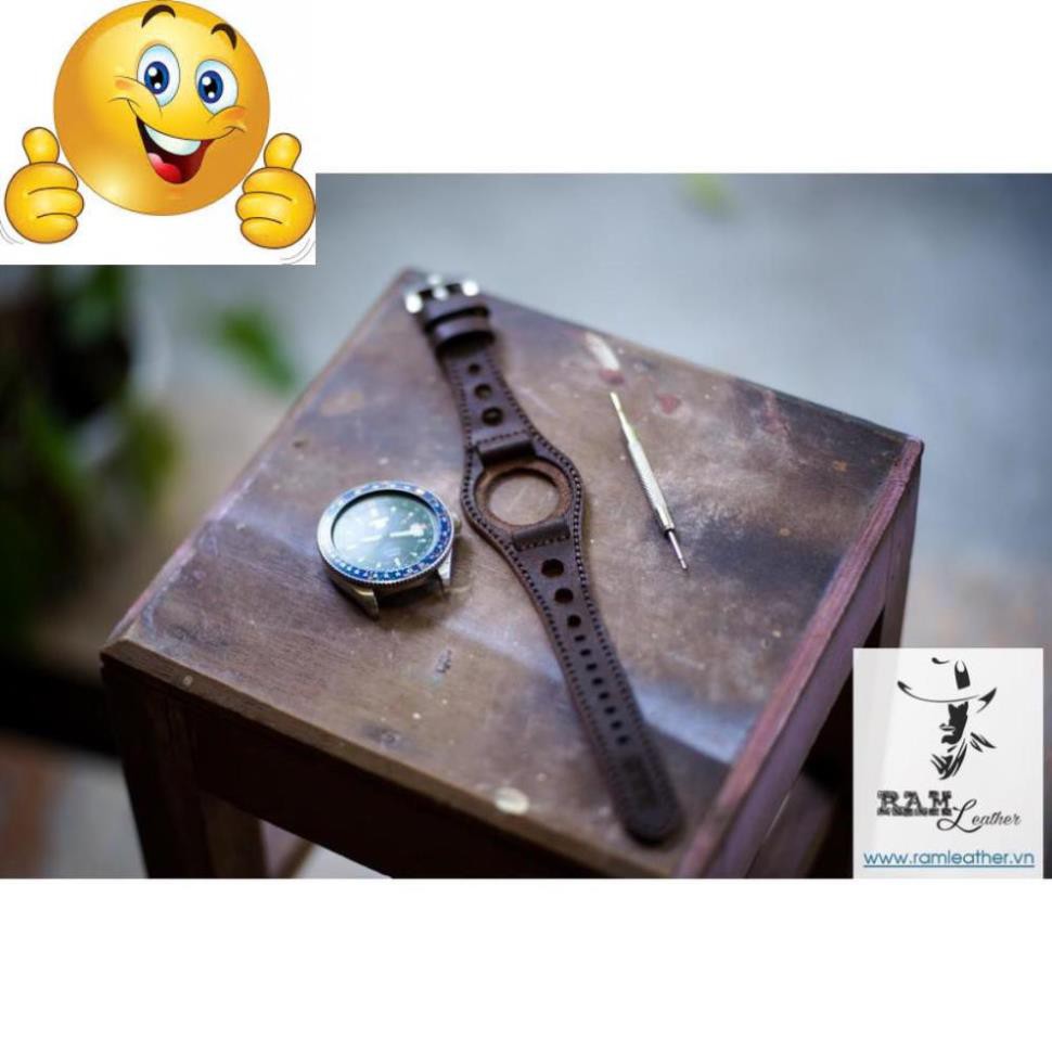 DÂY ĐỒNG HỒ DA BÒ THẬT QUÂN ĐỘI ĐỨC - RAM BUNDSTRAP  MÀI NHÁM BX5 -SIZE CASIO AE1200/SEIKO5 .