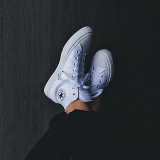 Giày all star ck ii nữ trắng nhạt cổ cao