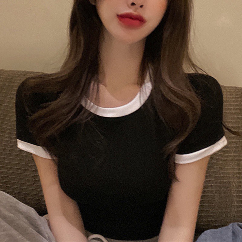 Áo Thun Tay Ngắn Cổ Tròn Màu Sắc Thời Trang Mùa Hè Cho Nữ