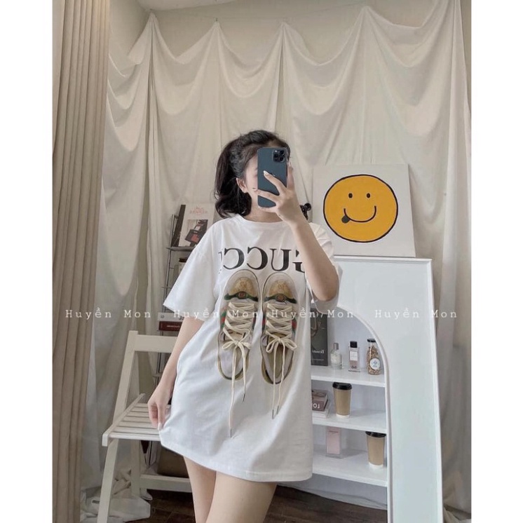 Áo phông nam và  nữ cộc tay form rộng hình đôi giày gucci đẹp, áo thun form rộng tay dài cổ tròn cotton 100% NVT- SPORT | BigBuy360 - bigbuy360.vn