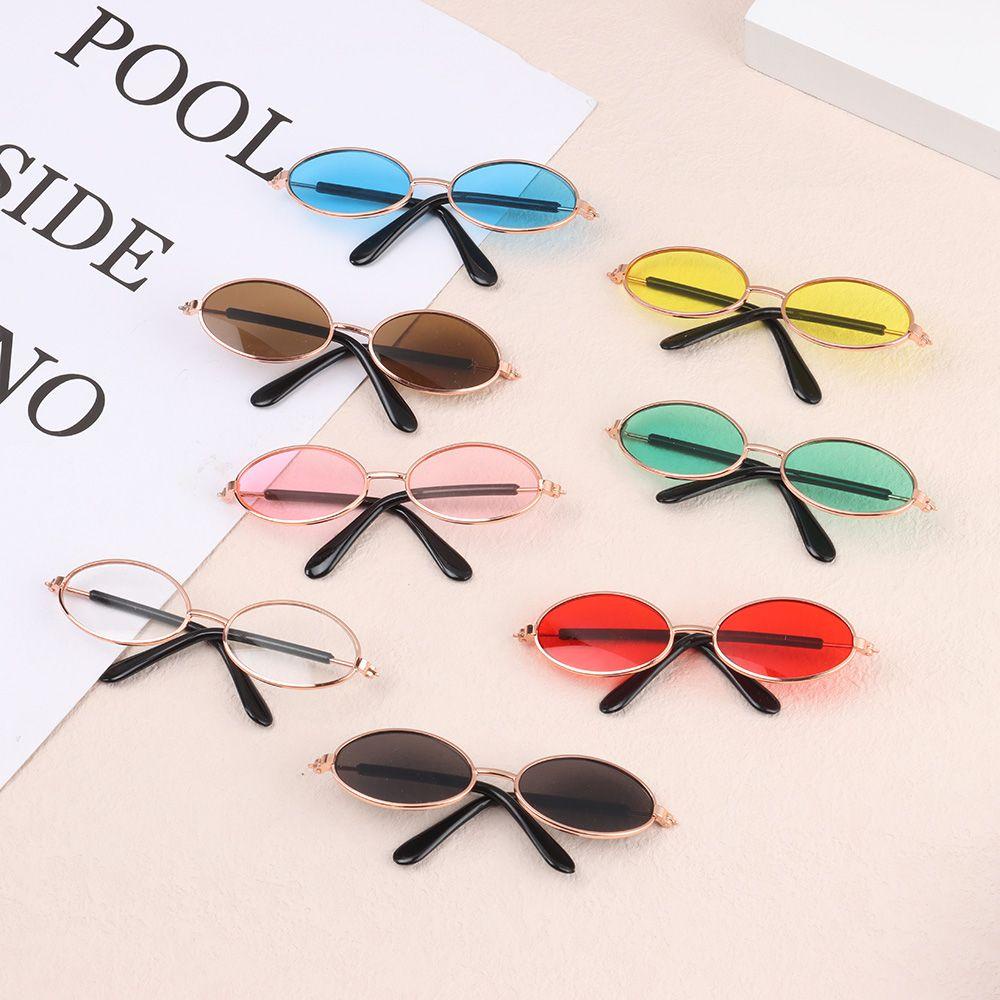 Mắt Kính Gọng Tròn Bằng Kim Loại Phối Lông Thời Trang Cho Búp Bê