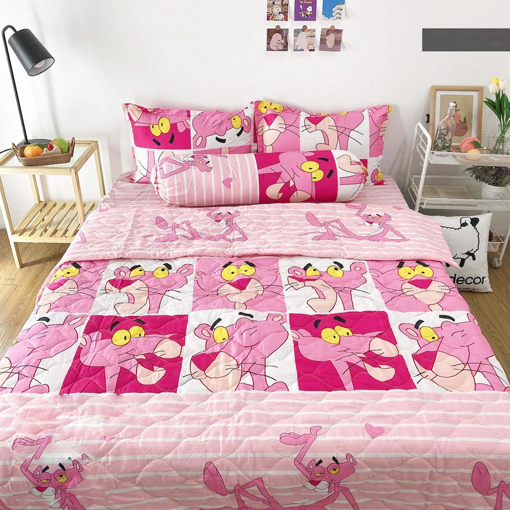 [Rẻ Vô Địch] Sét 5 Món Chăn Hè Thu Cotton Poly Mẫu Đào Cam (chát chọn mẫu)