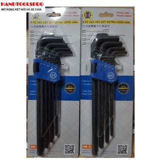 Bộ chìa lục giác đen đầu bằng 9 cái hệ mét c-mart f0193-mm