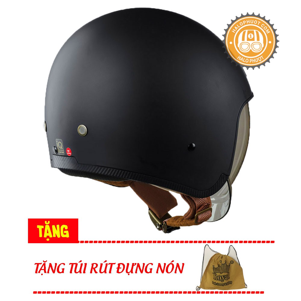 Nón bảo hiểm 3/4 kính âm Royal M139 Đen Nhám (tặng balo rút)