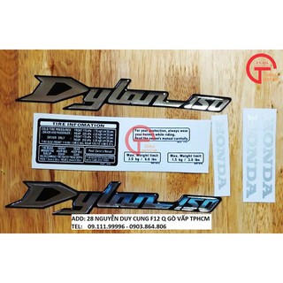 Bộ tem gồm chữ và tem thông số cho xe honda dylan 150 i bằng decal , chống nước