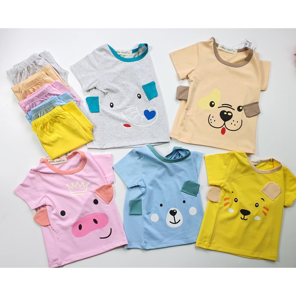 [SALE] Bộ Cộc Tay Minky Mom Cho Bé Họa Tiết Động Vật 3D Ngộ Nghĩnh Chất liệu Cotton 100%, Bộ Hè Trẻ Em Ngắn Tay MKM2107