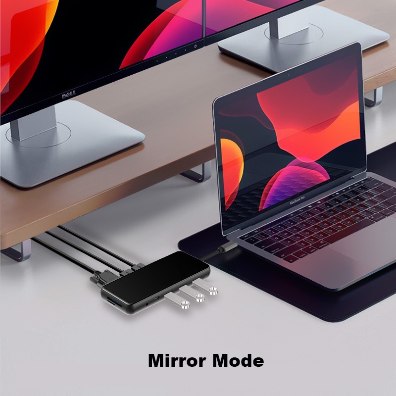 Đế Sạc Chuyển Đổi 12 Trong 1 Type C Sang HDMI 4K VGA RJ45 SD / TF Có Đầu Đọc Thẻ 3.5mm USB 3.0 Cho Màn Hình Gương Mở Rộng